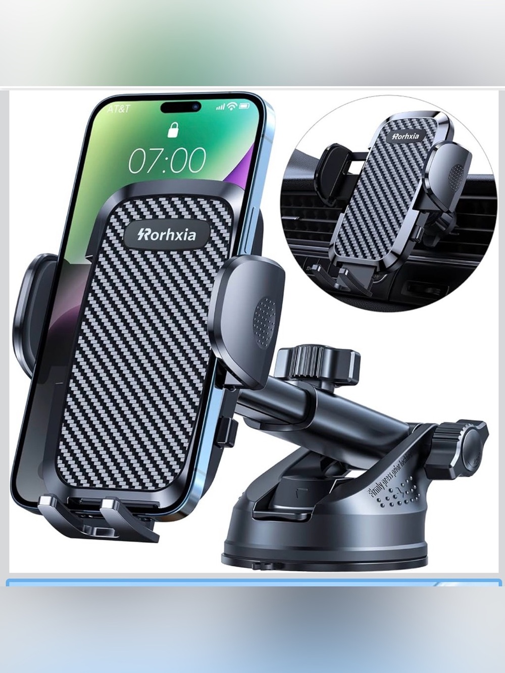 Black Carbon Fiber Wireless Car Phone Mount Holder